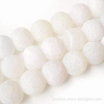 4 to 18mm round white frosted agate semi-precious loose beads gemstone